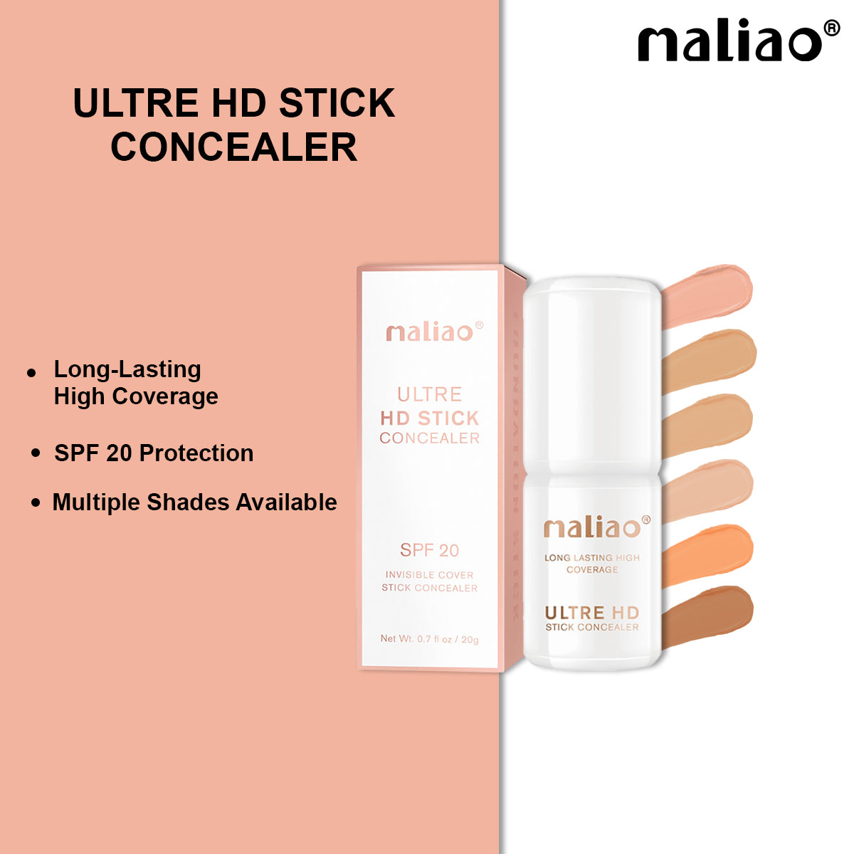 Maliao Ultra HD Stick Concealer with SPF 20 - Invisible Cover Stick Concealer
